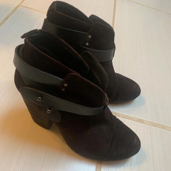 Rag and  Bone Brown Suede Harrow Ankle Booties 37 - Picture 2 of 16
